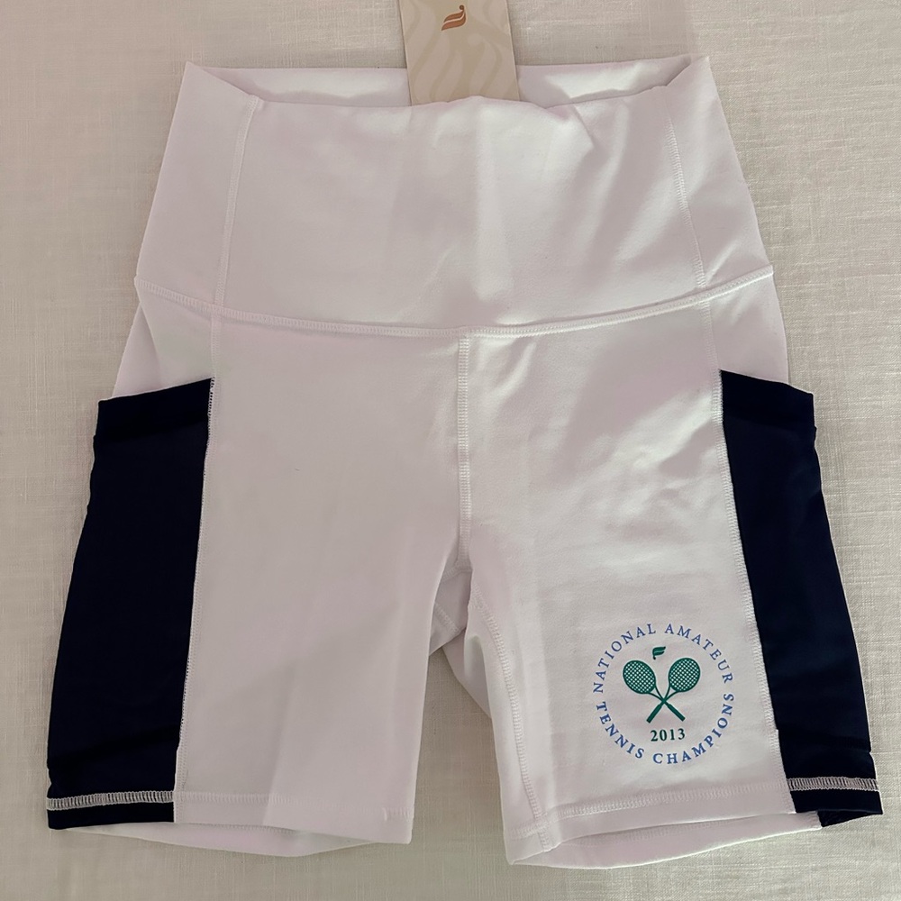 Fabletics White and Black Athletic Shorts